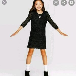Cat & Jack shine crochet black sweater dress